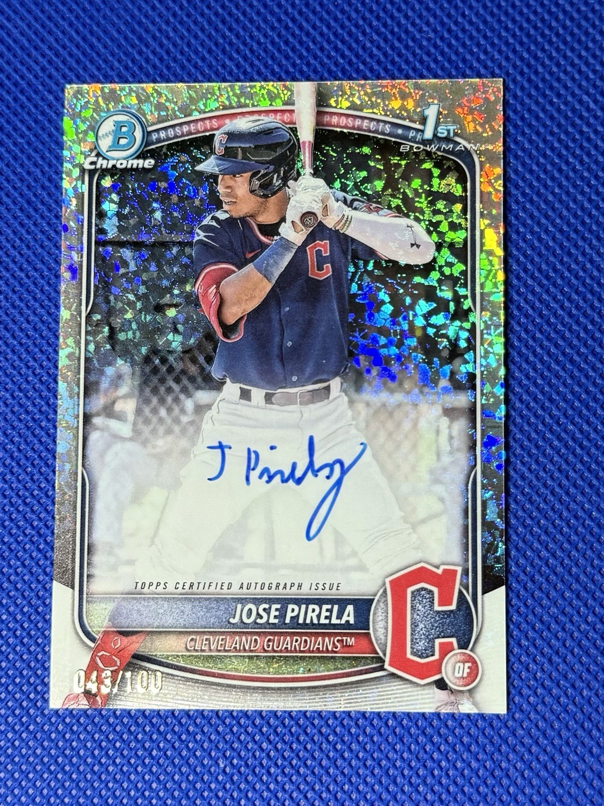 Jose Pirela 2025 Bowman Chrome 1st Mini Diamond Refractor Auto /100 Guardians