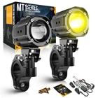 Auxbeam Motorcycle Auxiliary Driving LED Spot Lights White Yellow Hi‑Lo Beam