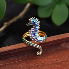 Serpentine Edelstahl Seepferdchen offener Rin...