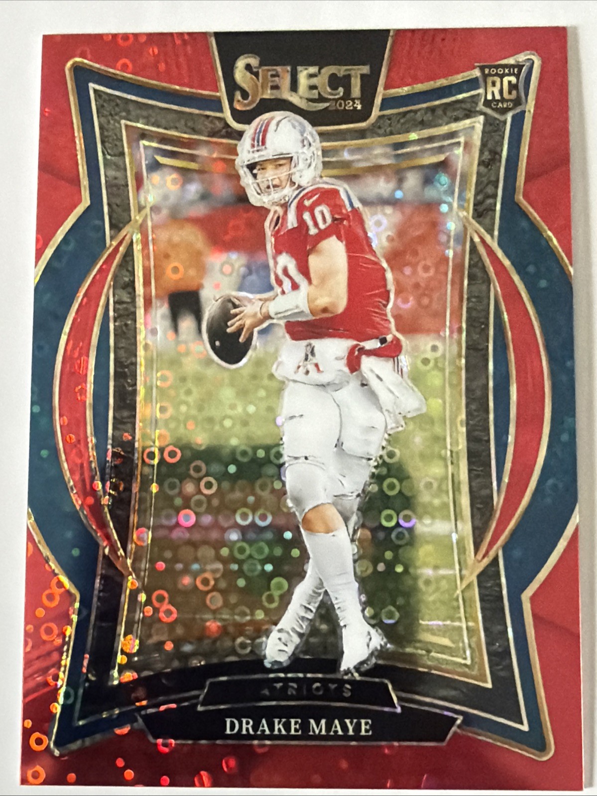 2024 Panini Select - Concourse Drake Maye #27 Red Disco Prizm /49 (RC)