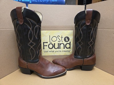 Mens BRONCO Black/Black Western Cowboy Boots Lizard Skin Style 168087 Size 8.5 D