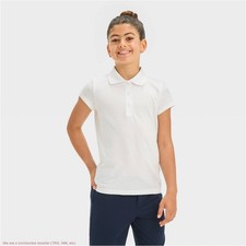 Girls' Short Sleeve Jersey Uniform Polo Shirt Cat  Jack White M SEE DEAL  