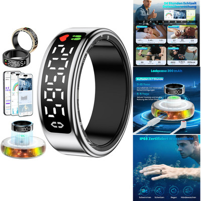 Smart Ring Gesundheitsmonitor LED Display Schlaftracking Schrittzähler