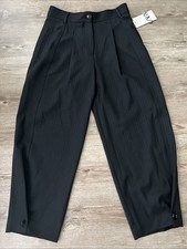Zara Pleated Ballon Pants Black Stripe Ankle Length Womens Medium New