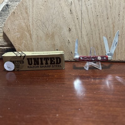 Vintage United German  Boker UC 130 R Junior Stockman Red Bone NIB