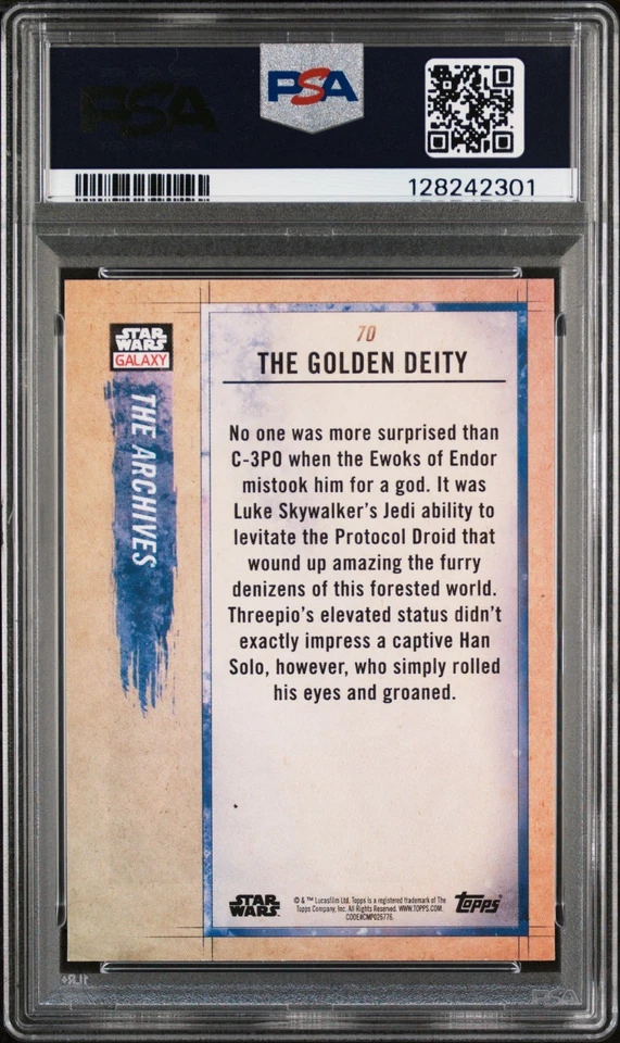 C-3PO EWOKS PSA 10 2018 Topps Star Wars Galaxy The Golden Diety Green #70 - Image 2 of 2