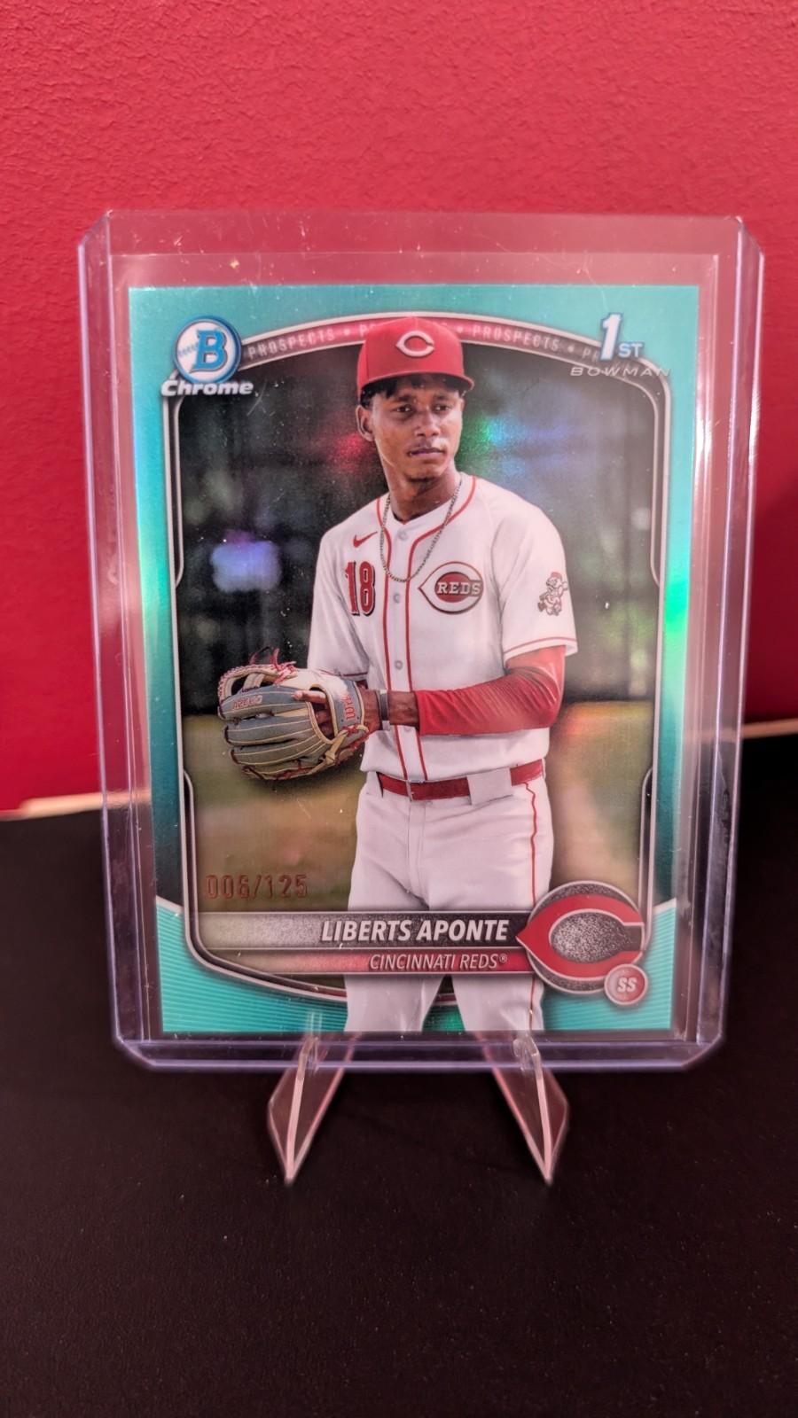 2025 Bowman Chrome Liberts Aponte #BCP-174 Aqua Refractor /125 Reds