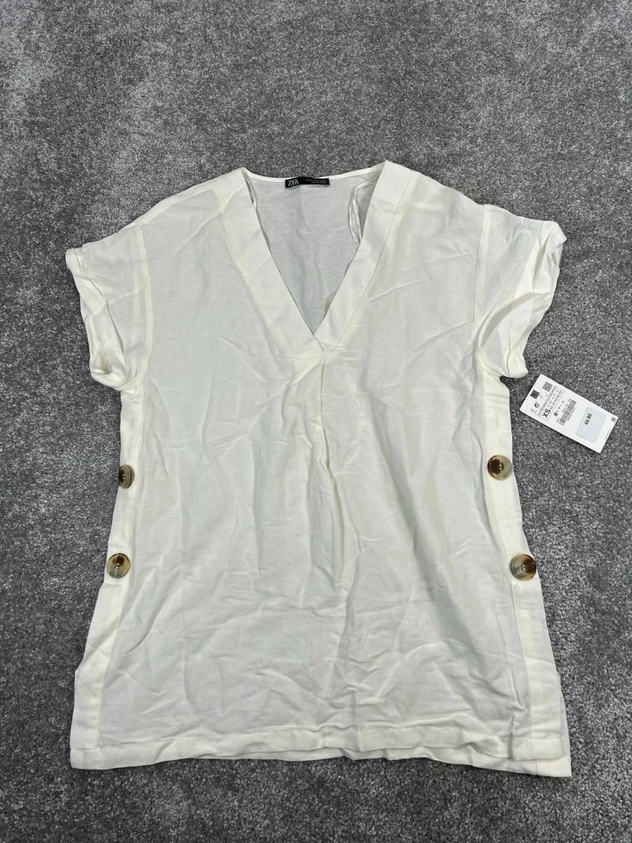 Tunique Top Zara En Voile De Coton Noir - Taille XS (34/36) - Occasion Très Bon État
