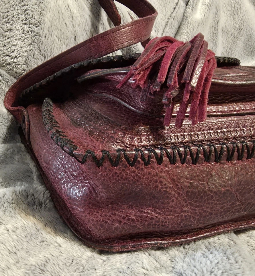 Bolso Bandolera Patricia Nash Cuero Repujado Rojo Cartera Bolso de Mano con Borla Boho Foto 4 de 4