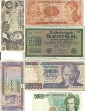 6  Vintage Foreign World Banknotes as in scan/ FREE FAST SHIPPING!