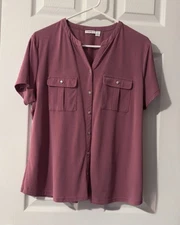 Croft & Barrow Top PL Mauve Snap Front Free Shipping!