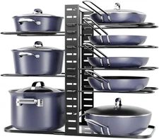 Pots and Pans Organizer: under Cabinet, Adjustable 8-Tier Pot Organizers inside 