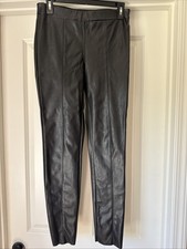 H M Faux Leather Pull On Pants With Raw Hem, Size 6 Super Comfortable