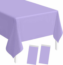 2 Pack Light Purple Plastic Tablecloth Rectangle 54 x 108 Lavender Disposable Ta
