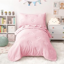 DreLunis Toddler Bedding Set for Girls Boys Kids Quilted Comforter Set Pink ...