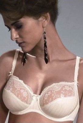 Conturelle Liberté Lace Pinstripe Vanilla Ivory Wired Luxury Bra 80521 NWOT $108