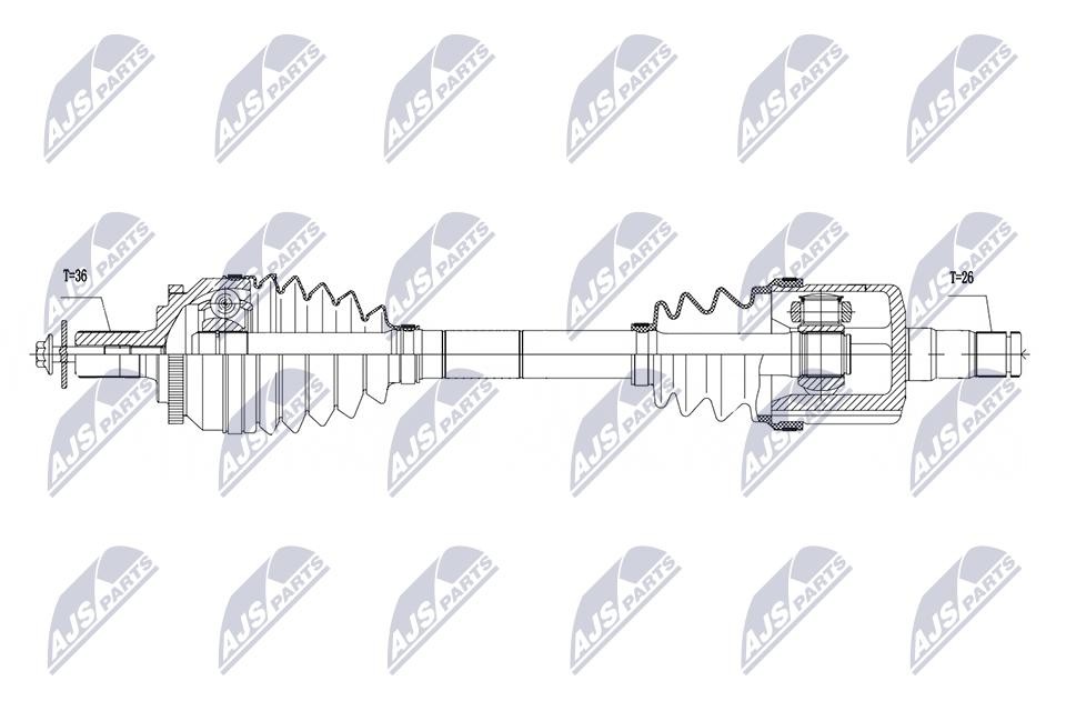 NTY CV Drive Shaft NPW-VV-037 For Volvo Front Axle Left 48 Teeth 534 mm