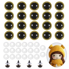 10mm Safety Eyes, 20Pcs Realistic Doll Crocheting Safety Eyes Gold Tone