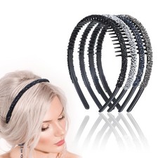 Rhinestone Headband for Women 4 Pcs Christmas Crystal Headband with Teeth Gli...
