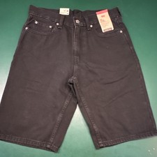 Levi's 469 Loose Fit Men's Black Denim Shorts 12" Inseam 5-Pocket Logo