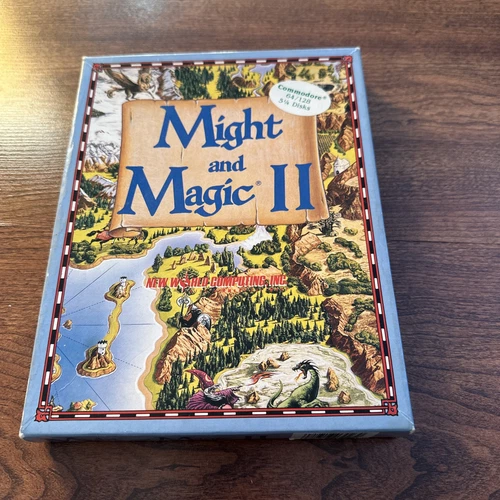 Might and Magic II Vintage Video Game for Commodore 64 Floppy Disk Box And Guide