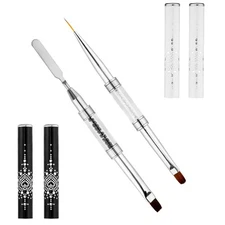 2Pcs Hard Gel Nail Brush, Premium Nylon Builder Gel Art Brushes for Nails French