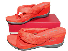 DKNY Womens size 9 red sandals wedge heels shoes padded straps soft insole