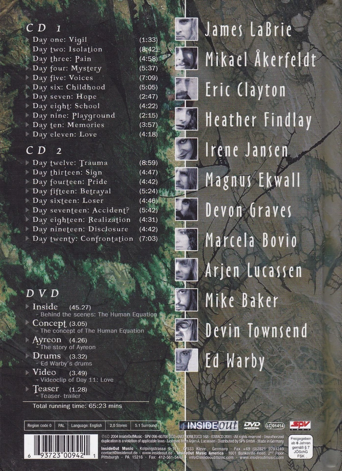 AYREON – 2 CD + DVD - The Human Equation - Limited Edition - Bild 2 von 2