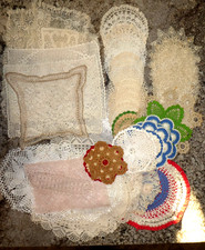 Vintage LOT of 60 Doilies Coasters Hot Pad Crochet  Filet Crochet