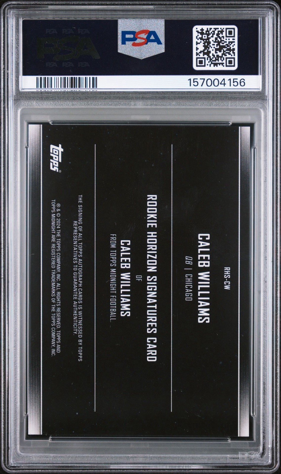 2024 Topps Midnight - Rookie Horizon Signatures Caleb Williams #RHS-CW PSA 9 view 2