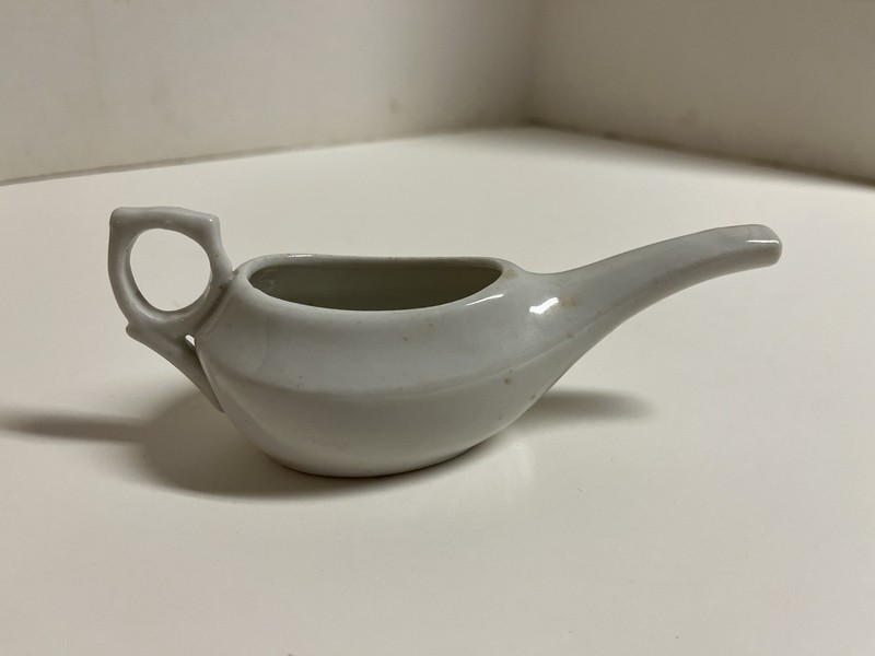 Vintage Antique Medical White Porcelain INVALID FEEDER / Hospital Infant Feeder