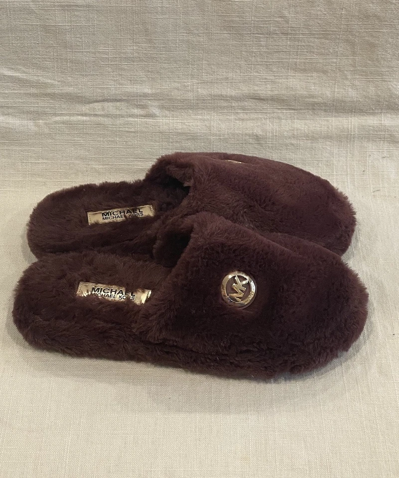 NUEVAS Zapatillas Michael Kors Piel Sintética Deslizables Rojo Brandy Oscuro Baya Talla 8 SIN CAJA Foto 3 de 4