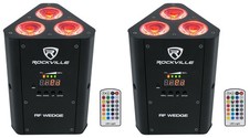 2 Rockville RF WEDGE BLACK RGBWA UV Battery Wireless DMX DJ Up Lights RF Remotes