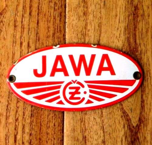 VINTAGE JAWA CZ PORCELAIN METAL SIGN 5-1/2
