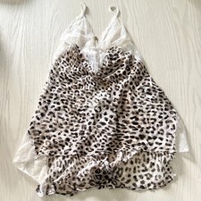 Leopard Victoria's Secret White Lace Camisole Lingerie Nighty Size Medium