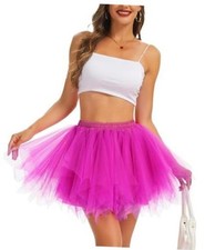 Women's Tutu Skirts 50s Vintage Tulle Skirt Petticoat Large-X-Large Rose Red