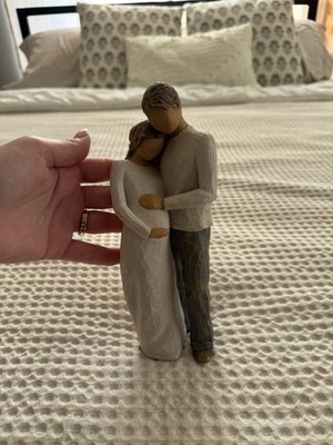 Willow Tree Couple Embrace Love & Romance Figurine, Resin Matte Beige/Brown