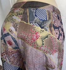 CITRON SANTA MONICA Silk Linen Wide Leg Palazzo Pants Culottes Asian Large 35”