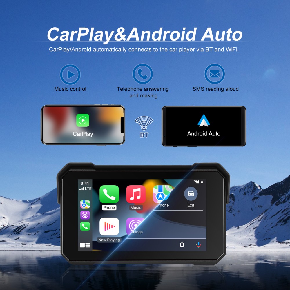 Schermo Carplay Moto 5 Pollici CarPlay Wireless e Android Auto GPS Navi foto 4