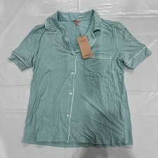 Eberjey Gisele Pajama Top Women's XS Canal Blue Contrast Trim Sleepwear CEB427