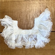 Vintage White Ruffled Lace Collar Antique Victorian Crochet Detachable Doll