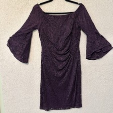 Lauren by Ralph Lauren Women's Size 6 Off-The-Shoulder Lace Dress Purple