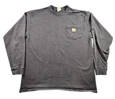 Carhartt Shirt Mens Medium Charcoal Gray Long Sleeve Pocket Workwear T-Shirt