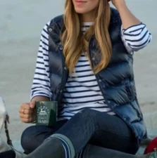 J. Crew Women’s Puffer Vest Size XS Down Blend Navy Shiny Quilted