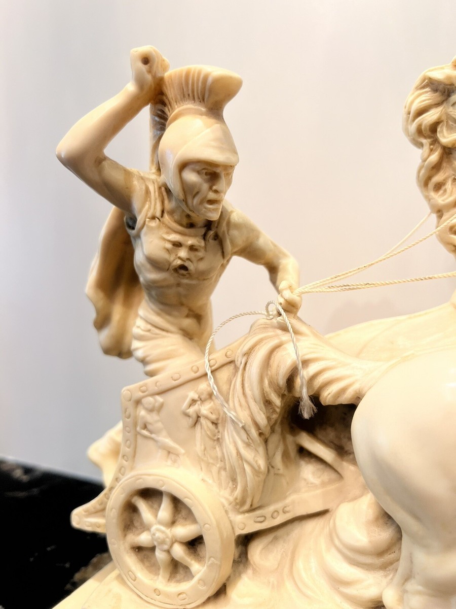 Vintage Amilcare Santini Resin Sculpture Roman Gladiator Chariot