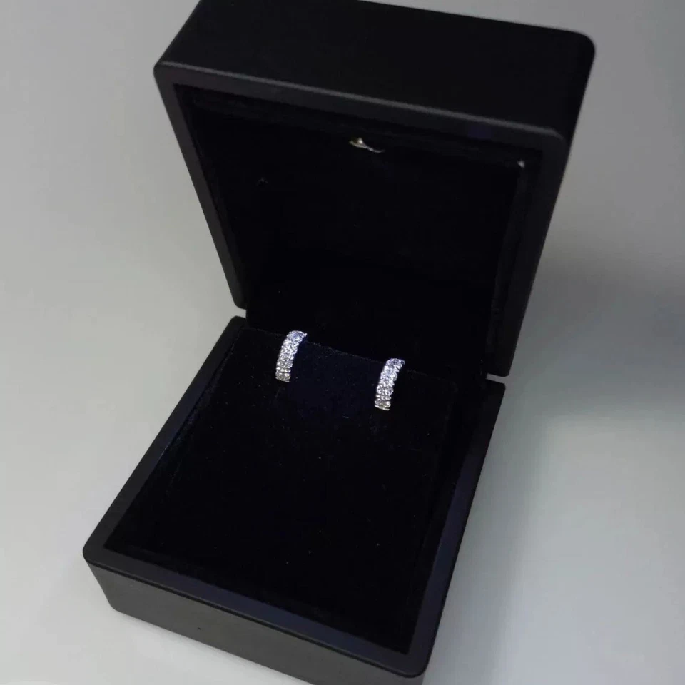 10K White Gold 0.50Ct Round Cut Lab Grown VS-EF Diamond Mini Huggie Earrings - Image 4 of 4