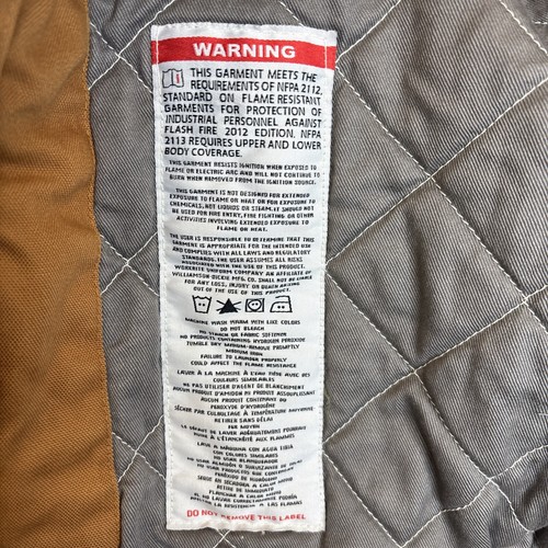 WALLS FR Flame Resistant Insulated Work Jacket 2XL Winter Coat Heavy Brown - Picture 11 of 13