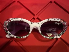 NWOT Ed Hardy White Rose Sunglasses