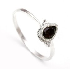 Best Quality Smoky Quartz Pear Shape Engagement Ring Solid Silver Dainty Jewelry