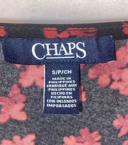 Chaps S NWT Floral Surplice Dress Black Red Faux Wrap $100 - Picture 4 of 10